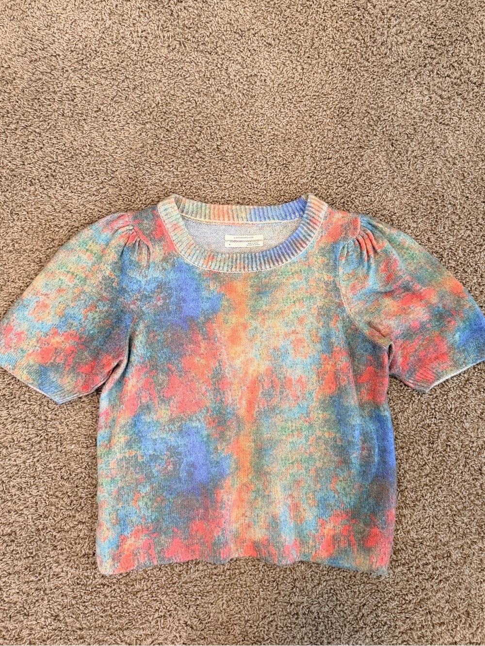 Anthropologie Multicolor Tie-Dye Short Sleeve Knit Sweater